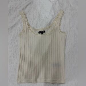 J. Crew Cream Ribbed Lace Tank Top
